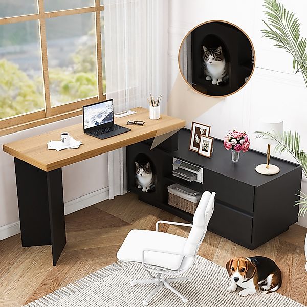 Celya Eckschreibtisch Eckschreibtisch mit integriertem Tierhaus, günstig online kaufen