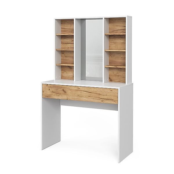 Vicco Schminktisch Alexa Goldkraft Eiche/Weiß/Weiß 93 cm mit Spiegel günstig online kaufen