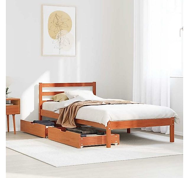vidaXL Bett Massivholzbett ohne Matratze Wachsbraun günstig online kaufen
