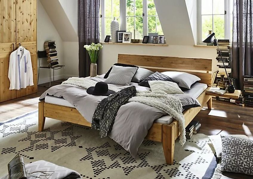 Natur24 Einzelbett Bett Aalborg 160x200cm Komforthöhe 45cm Kiefer mit Kopft günstig online kaufen