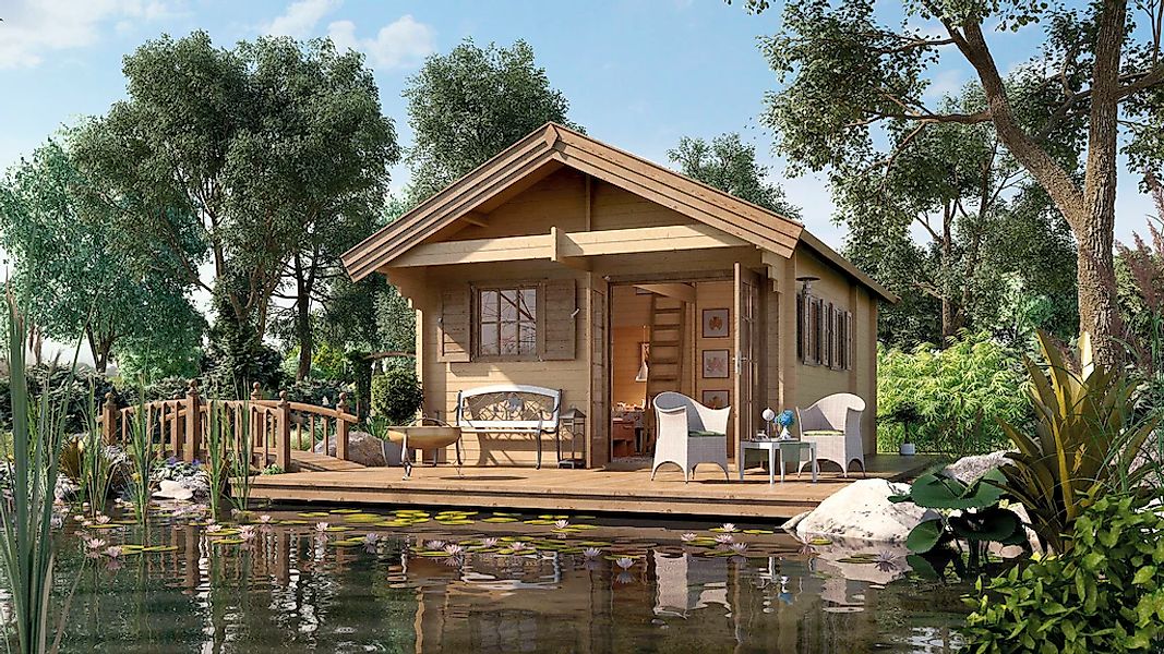 weka Gartenhaus "Weekendhaus 155, 45 mm, Panorama Doppeltür" günstig online kaufen