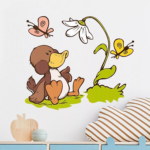 Wandtattoo Kinderzimmer NICI - Spring - Ente unter Blume günstig online kaufen