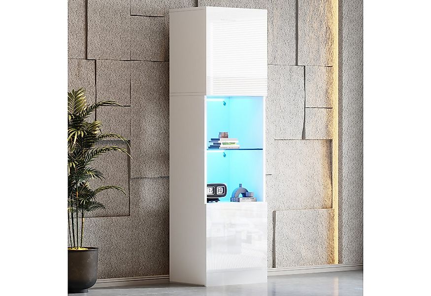 HAUSS SPOLE Vitrine Hochglanz Lagerschrank mit LED-Beleuchtung, 1 Glasboden günstig online kaufen