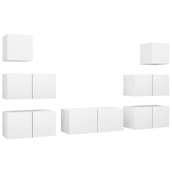 vidaXL TV-Schrank 7tlg TV Möbel Hängeschrank TV Wohnwand Lowboard Weiß Span günstig online kaufen