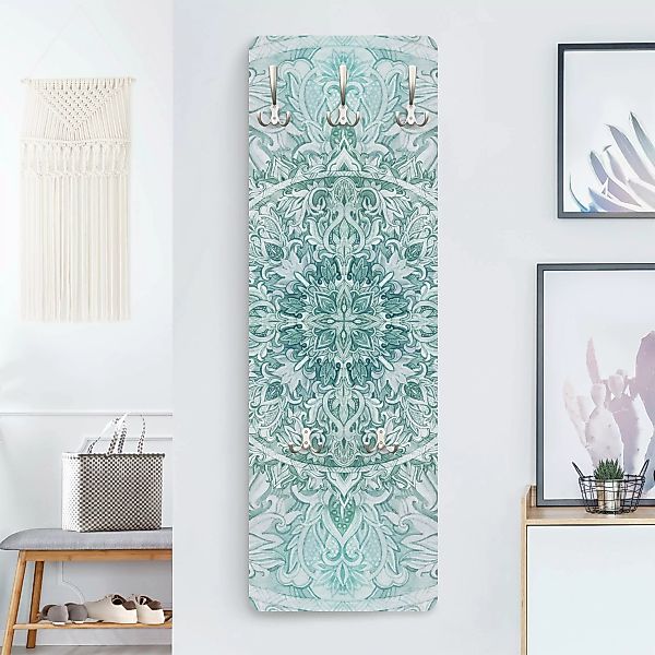 Wandgarderobe Mandala Aquarell Ornament Muster türkis günstig online kaufen