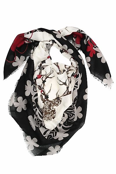 Allgäu Rebell Schal "Hirsch" 1 Stk. tlg. mit Blumen und großem Hirschgeweih günstig online kaufen