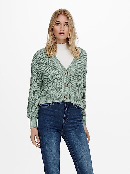 ONLY Cardigan Kurze Langarm Strickjacke V-Ausschnitt günstig online kaufen