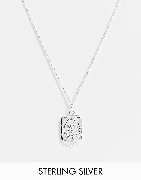 ASOS DESIGN – Dünne Halskette aus Sterlingsilber mit Religionsmotiv-Anhänge günstig online kaufen