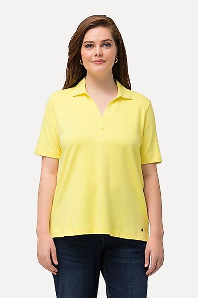 Ulla Popken T-Shirt Poloshirt Webkragen Knopfleiste günstig online kaufen