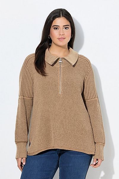 Ulla Popken Troyer Pullover Vintage-Look Troyerkragen Langarm günstig online kaufen