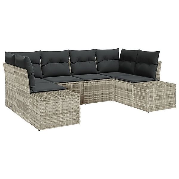 vidaXL Loungesofa 6-teiliges Garten Sofa Set mit Kissen Hellgrau Poly Ratta günstig online kaufen