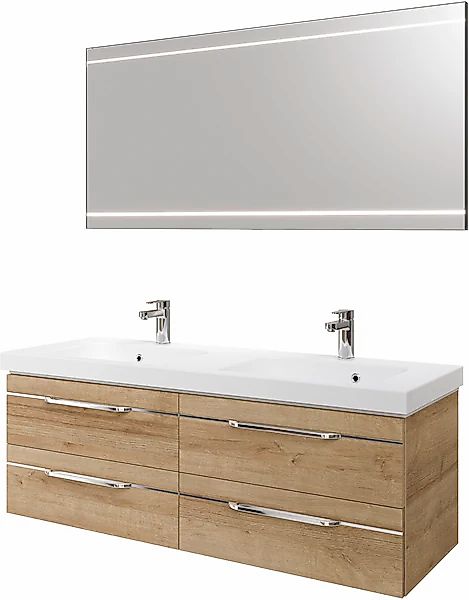 Saphir Badmöbel-Set »Balto 2-teilig Mineralmarmor-Doppelwaschtisch mit LED- günstig online kaufen