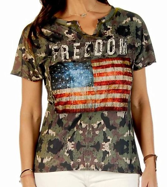 Westernlifestyle T-Shirt Freedom Camouflage Flagge USA T-Shirt Tarnmuster günstig online kaufen