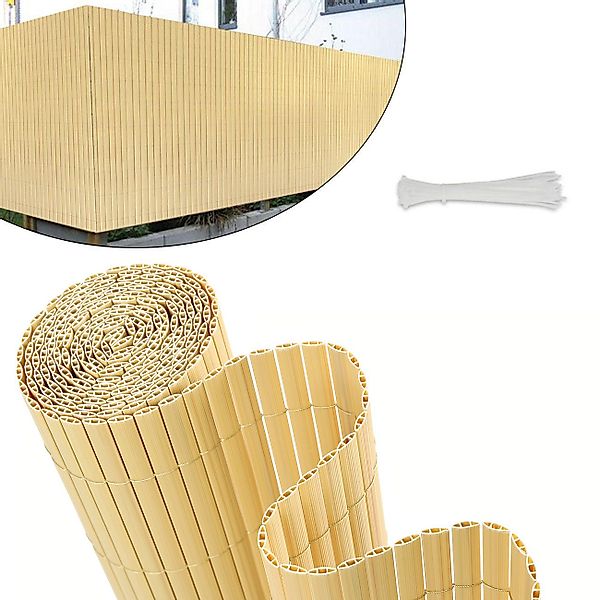 Sekey Balkonsichtschutz PVC Sichtschutzmatte Grau Bambus günstig online kaufen