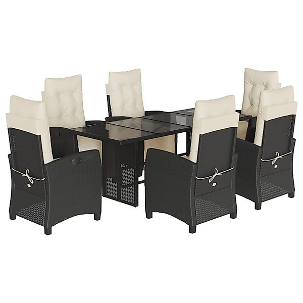 vidaXL 7-Tlg Garten-Essgruppe mit Kissen Schwarz Poly Rattan 3212918 günstig online kaufen