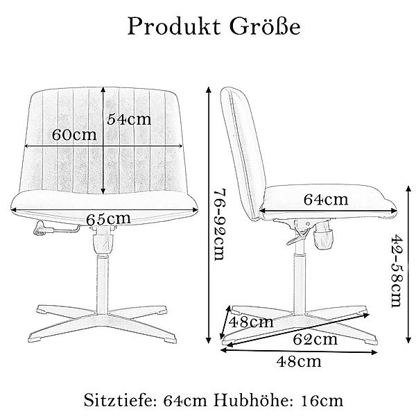 NUODWELL Bürostuhl Bürostuhl ohne Armlehnen, Höhenverstellbar günstig online kaufen