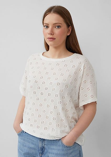 QS Kurzarmshirt Shirt mit Lochstickerei günstig online kaufen