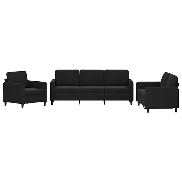 vidaXL 3-Tlg Sofagarnitur Schwarz Samt 3201939 günstig online kaufen