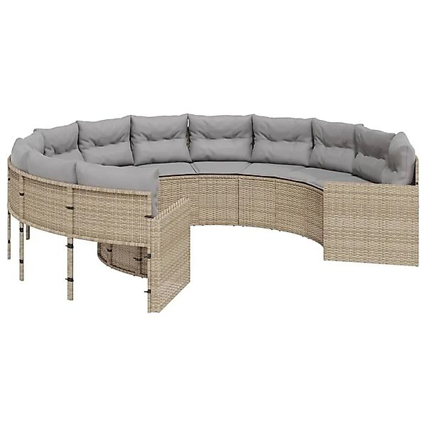 vidaXL Gartensofa mit Kissen Rund Beige Poly-Rattan 3318533 günstig online kaufen