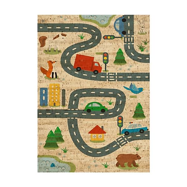Kork Kinderteppich "The Road" (Eckig, Natur) günstig online kaufen