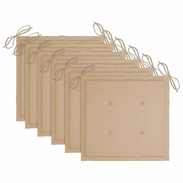 Gartenstuhl-sitzkissen 6 Stk. Beige 40x40x4 Cm Stoff günstig online kaufen