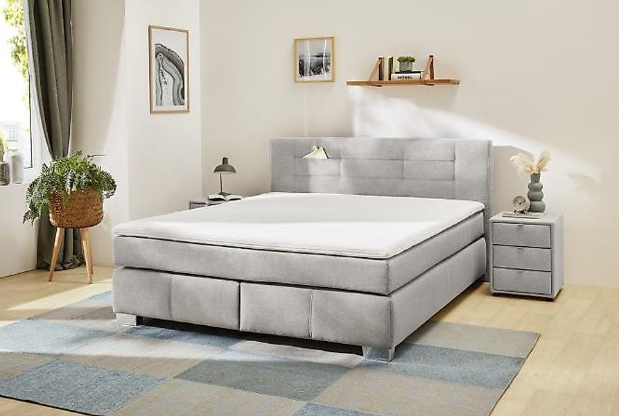 Boxspringbett 180x200 Matratze H2 Grau meliert günstig online kaufen
