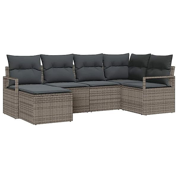 vidaXL Garten-Sofa-Set 6-Tlg Grau Poly Rattan 3346449 günstig online kaufen