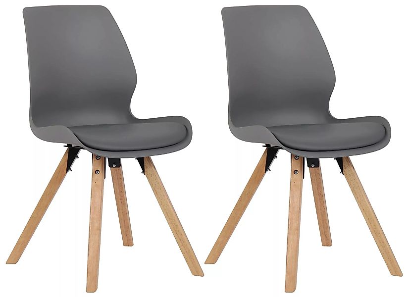 2er Set Stuhl Luna Kunststoff Grau günstig online kaufen