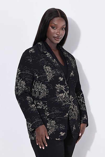 Ulla Popken Blusenblazer Jacquard-Blazer Reverskragen Langarm günstig online kaufen