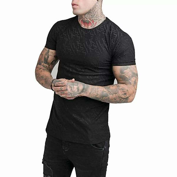Siksilk Jacquard Print Interlock Gym Kurzärmeliges T-shirt L Black günstig online kaufen