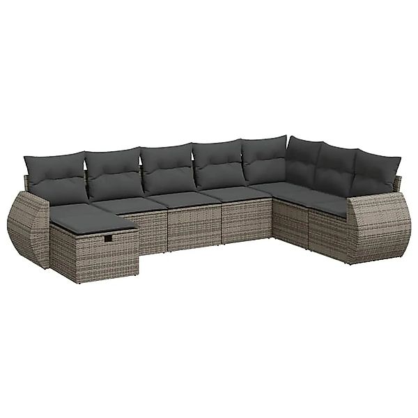 vidaXL 8-Tlg Garten-Sofagarnitur mit Kissen Grau Poly Rattan 3325636 günstig online kaufen
