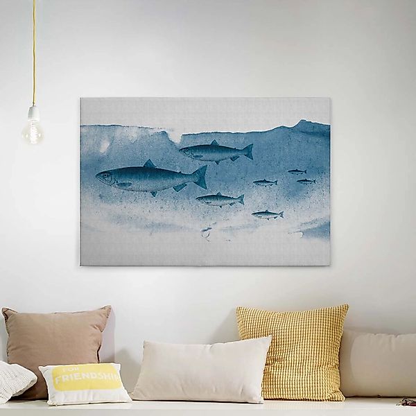 Bricoflor Unterwasser Bild Auf Leinwand Blaues Wandbild Mit Fischen Für Bad günstig online kaufen