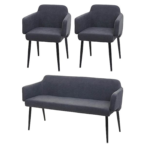 MCW Esszimmer-Set L13 3-teilig 2er-Set Stuhl+Sitzbank Anthrazit günstig online kaufen