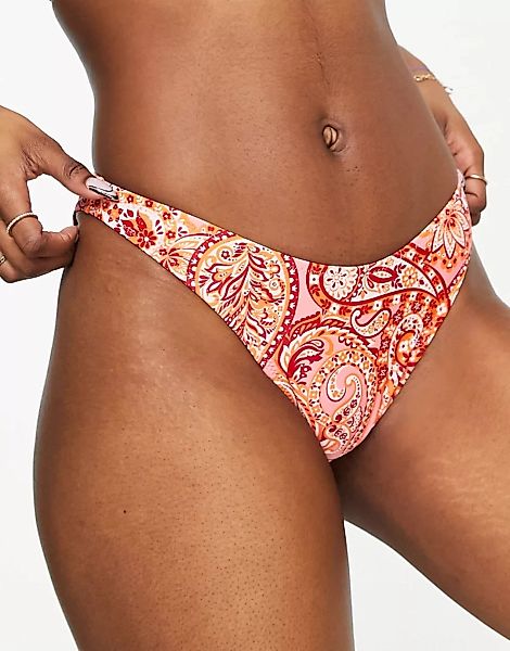 Missguided – Boomerang – Bikiniunterteil mit orangefarbenem Paisleymuster günstig online kaufen