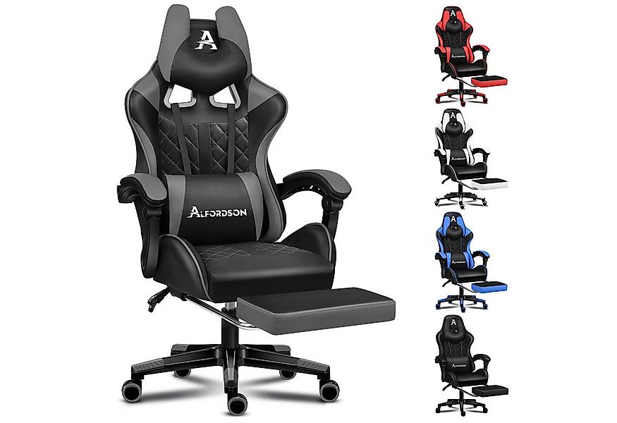 ALFORDSON Gaming-Stuhl Bürostuhl, Integrierte Fußstütze, mit Lendenwirbelki günstig online kaufen