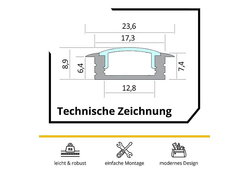 tktrading24 LED-Stripe-Profil A25 LED Profil Schwarz mit Abdeckung - Premiu günstig online kaufen