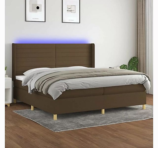 vidaXL Boxspringbett Boxspringbett mit Matratze LED Dunkelbraun 200x200 cm günstig online kaufen