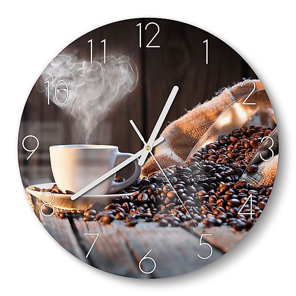DEQORI Wanduhr 'Rustikale Kaffeeliebe' (Glas Glasuhr günstig online kaufen