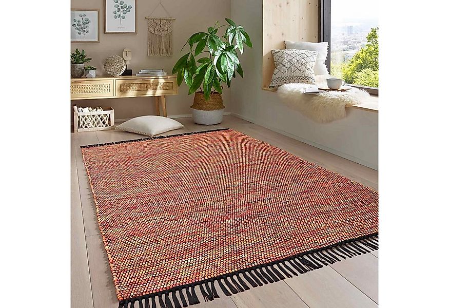 TaraCarpet Wollteppich Handwebteppich Borkum 100% Baumwolle, rechteckig, Hö günstig online kaufen