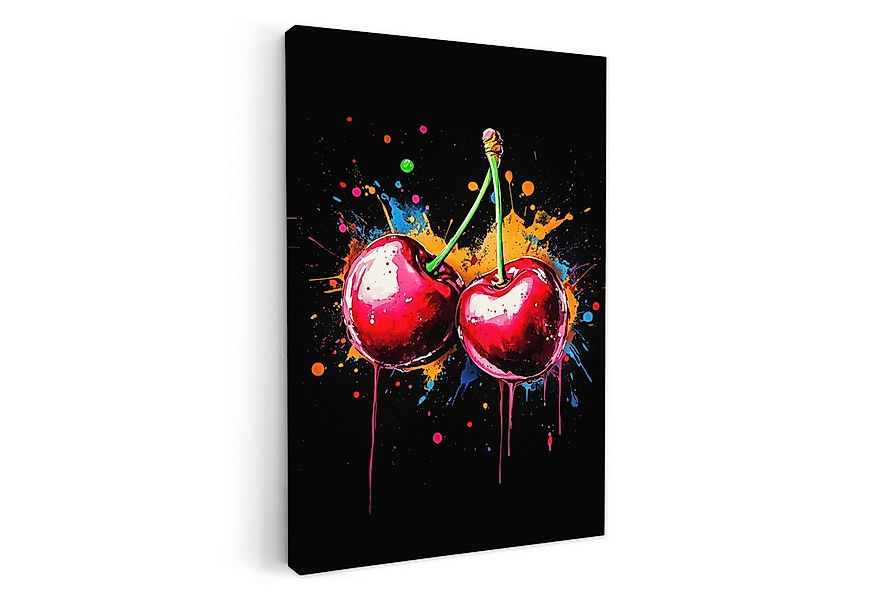 OneMillionCanvasses® Leinwandbild Kirschen - Obst - Graffiti - Farbe - Abst günstig online kaufen