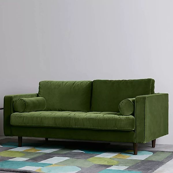 Scott grosses 2-Sitzer Sofa, Samt in Grasgruen - MADE.com günstig online kaufen