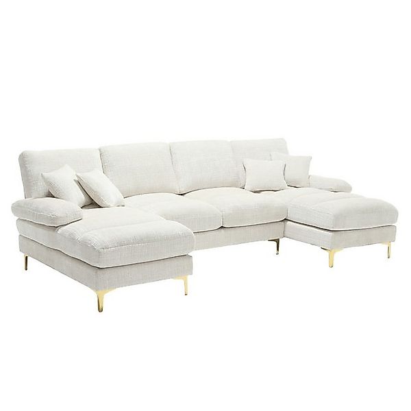 Yorbay Big-Sofa Chenille U-Shape Sektionssofa mit doppelten Liegesitzen, fü günstig online kaufen