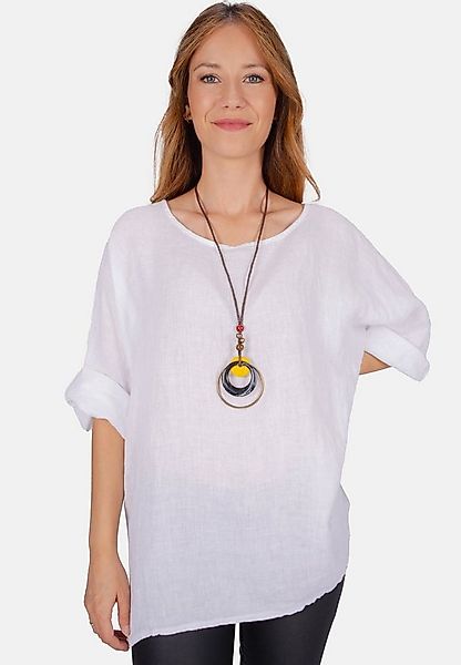 Seasons of April Kurzarmbluse Oversized Lina Weit geschnittene Leinenbluse günstig online kaufen