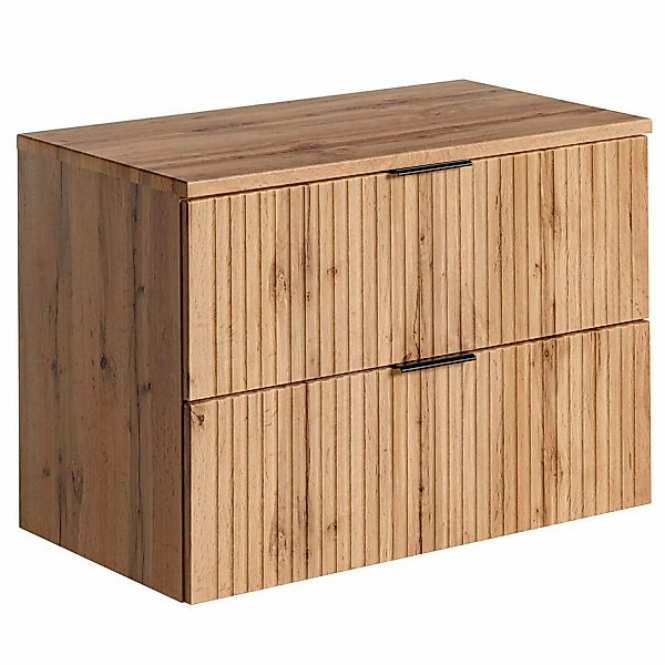 Waschtischunterschrank 80cm ADELAIDE-56, Wotaneiche mit gerillter Front, B/ günstig online kaufen