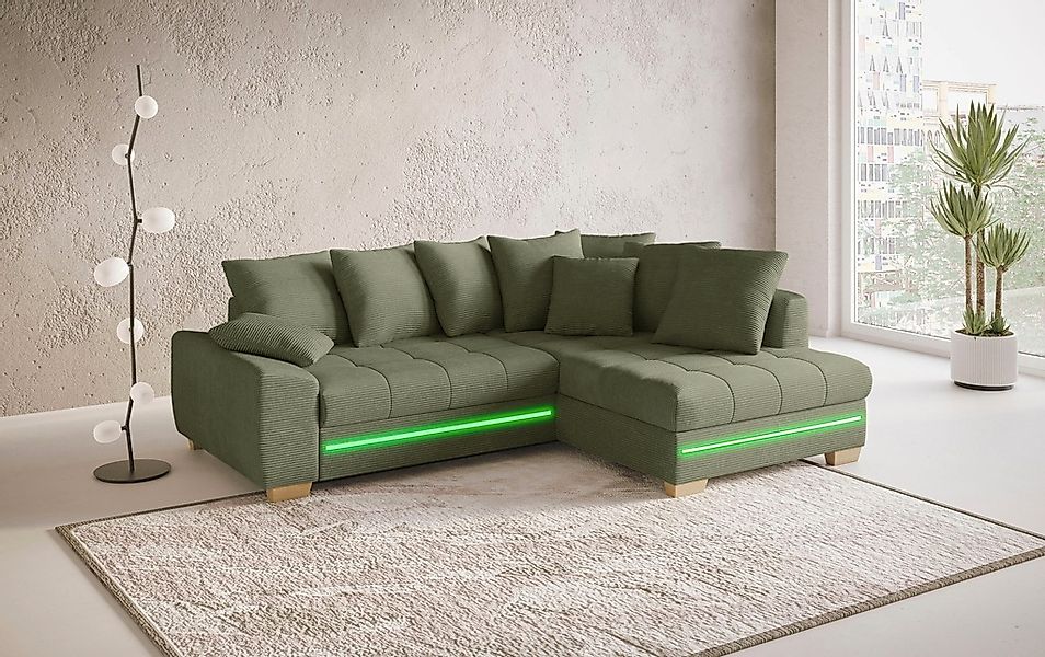 Mr. Couch Ecksofa »Nikita II, L-Form«, mit Kaltschaum, RGB-LED Beleuchtung, günstig online kaufen