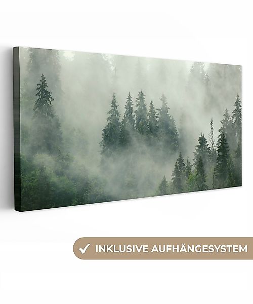 OneMillionCanvasses® Leinwandbild Panorama Wald - Nebel günstig online kaufen