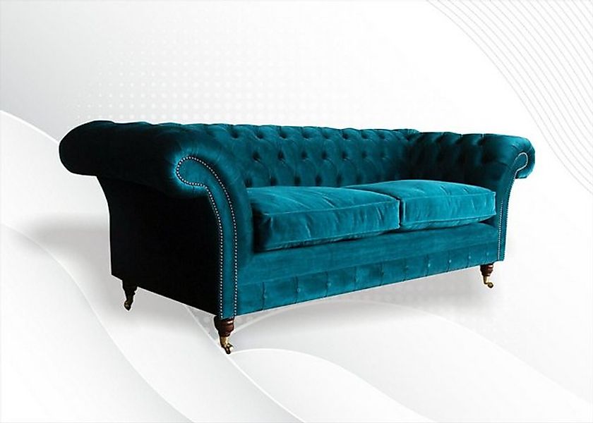 Xlmoebel Sofa Neue grüne Drei-Sitzer Chesterfield Textil-Sofa in gemütliche günstig online kaufen