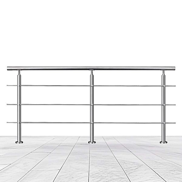 Duschparadies Edelstahl Geländer 240 cm mit 3 Querstäben für Innen und Auße günstig online kaufen