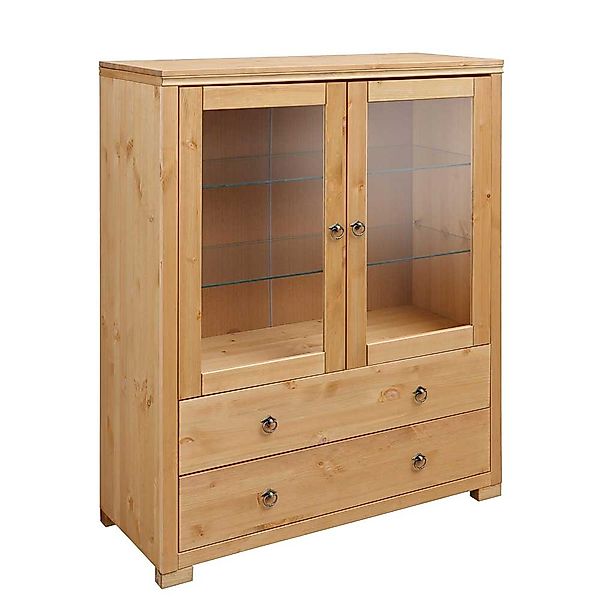 Kiefer Highboard massiv geölt Glastüren günstig online kaufen