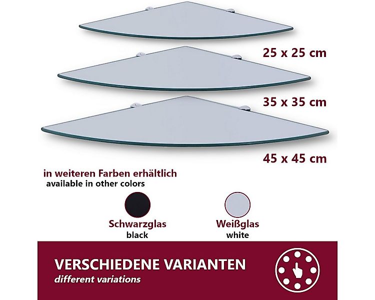 HOOZ Wandregal Eckregal aus Sicherheitsglas mit Halterung - Klarglas 35 x 3 günstig online kaufen